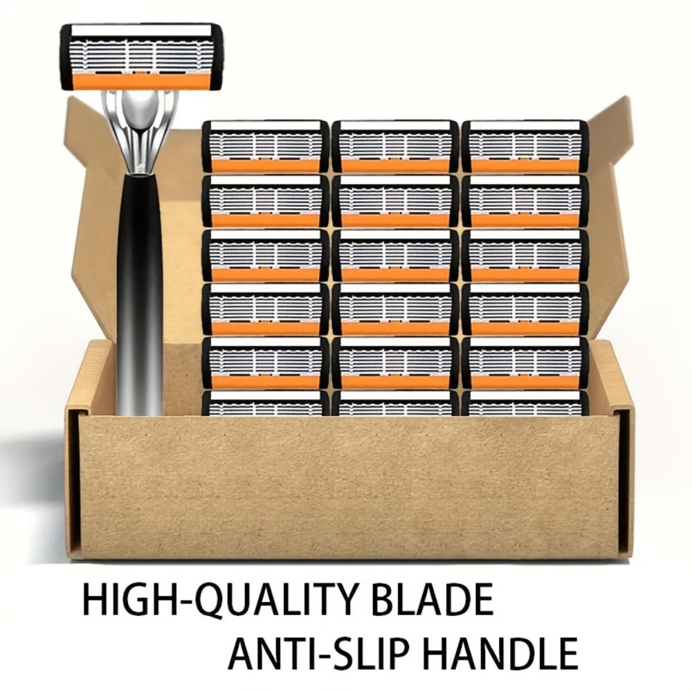 This Luxurious And High-quality Men's Razor Features 2 Comfortable And Anti-slip Handles, 24 Ultra-sharp And Replaceable Stainless Steel Blades, And An Extremely Smooth And Painless Shave. It Is An Indispensable Shaving Accessory for Men