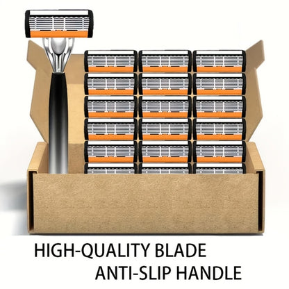 Men's Safety Razor Set – 2 Anti-Slip Handles & 24 Ultra-Sharp Replaceable Stainless Steel Blades | Smooth, Painless Shave | Luxury Shaving Kit for Men