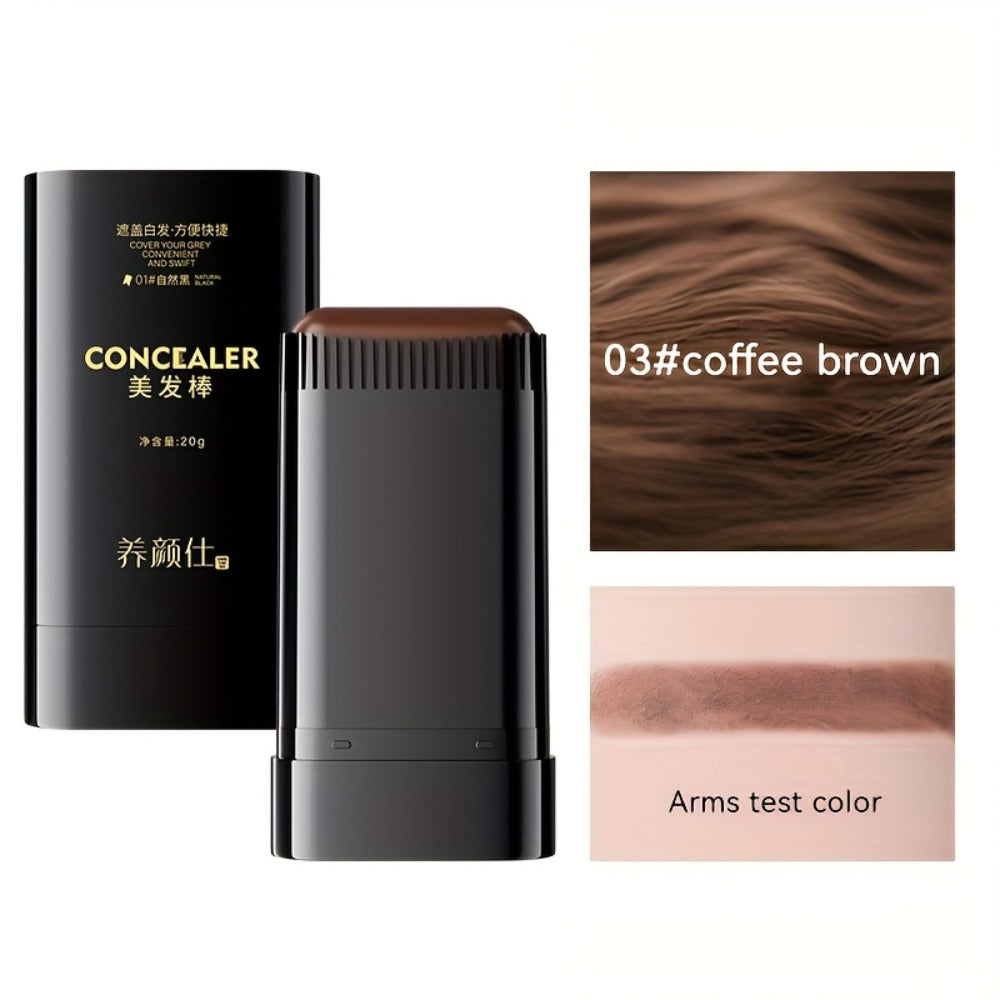 Hair Dye Stick with Built-in Comb - Waterproof Sweatproof Gray Coverage Touch-Up Stick | Easy Twist Applicator | Plant-Based Squalane | 3 Shades | On-the-Go
