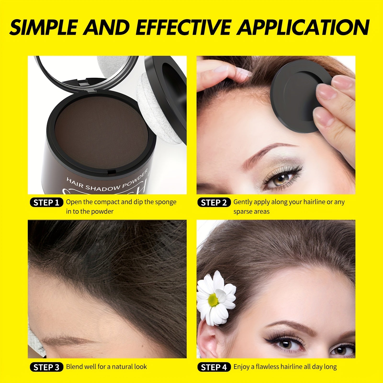 Sevich Hairline Shadow Powder Kit with Brush, Mix The Powder Evenly, Delicate Application Instantly Conceal Hairline And Hair Root, Waterproof Hairline Powder Filler for Natural Look(Makeup Brush Styles Are Random)