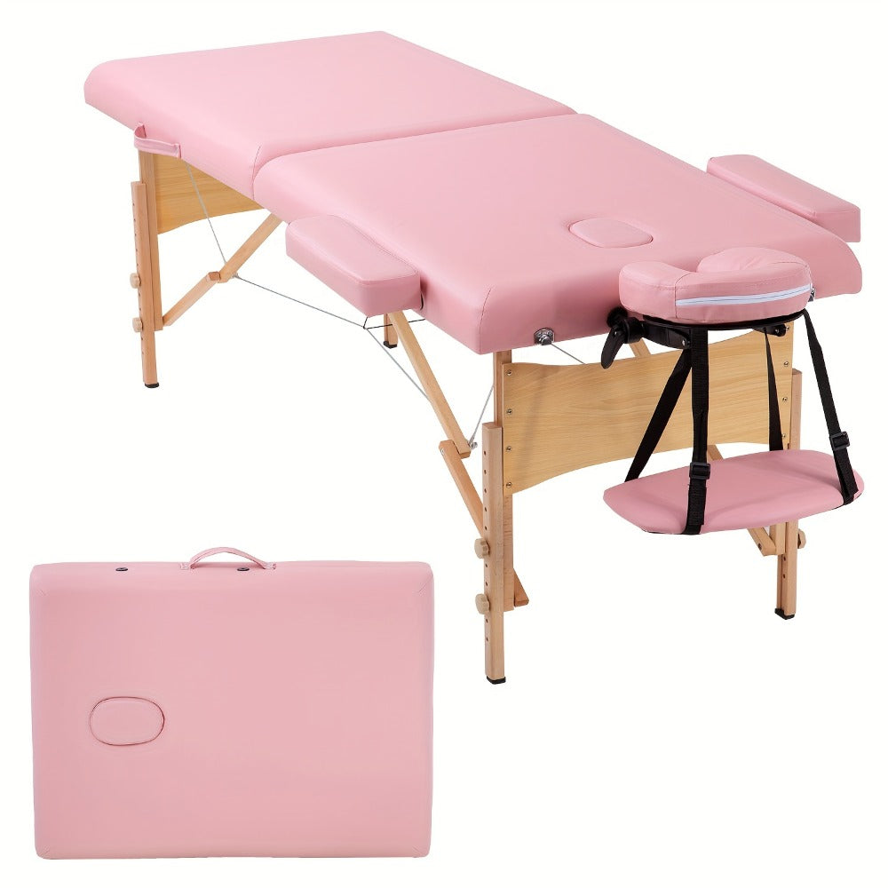 2 Fold Massage Table Portable Massage Bed Lash Spa Bed Tattoo Face Cradle Bed Adjustable with Bag