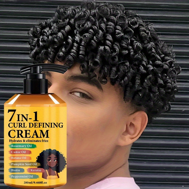 Upgraded New Arrival 7-in-1 Hair Curling Cream With Moroccan Argan Oil, 9.47oz*1 Bottle - Naturally Fluffy, Long-Lasting Hold, Moisturizing, Suitable For Wavy And Curly Hair, Protects Hair With Rosemary Curling Hair Products And Hair Care Products.