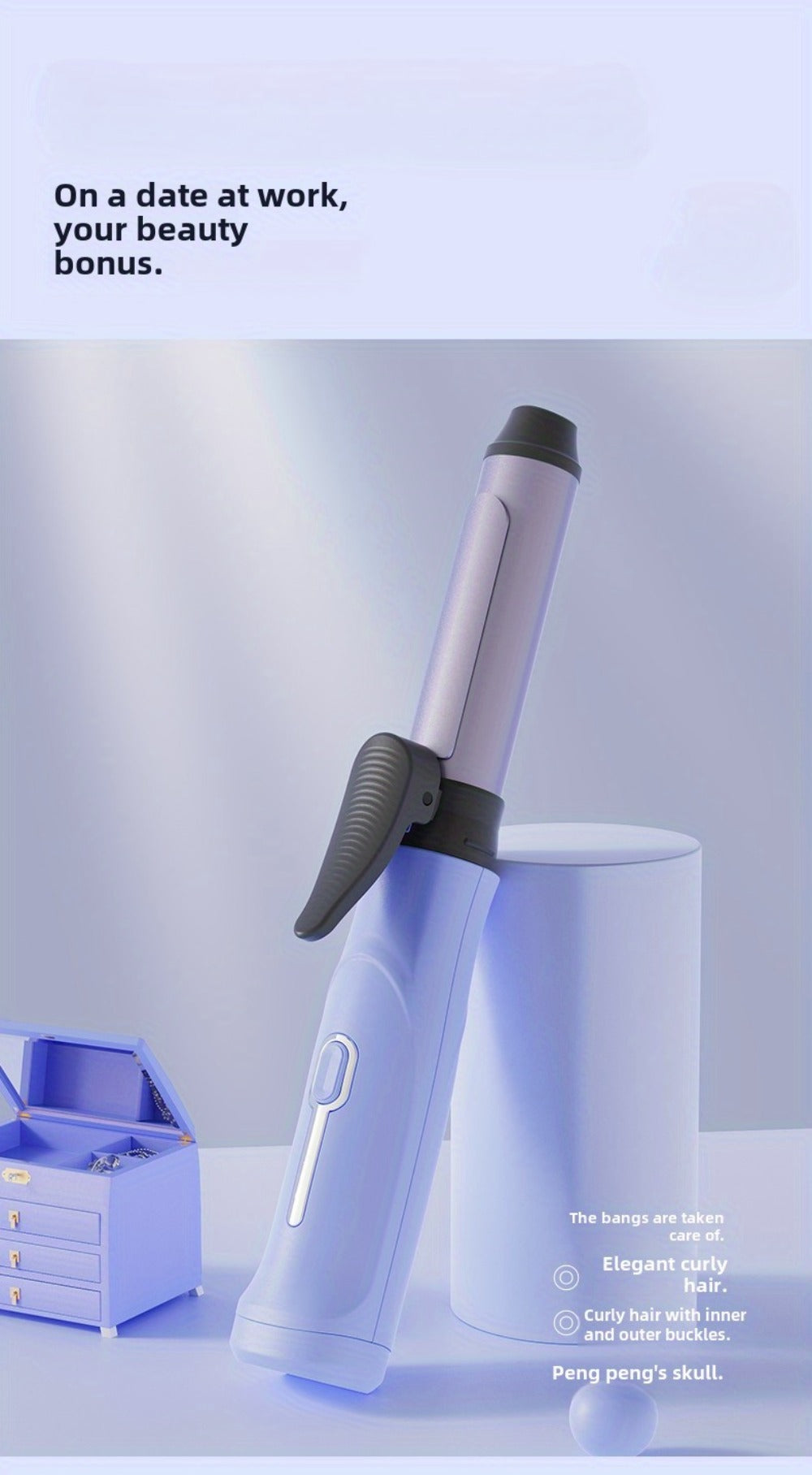 Portable Wireless Mini Hair Curling Iron Long Lasting Style Airy Bangs Big Wave Permanent Hairdressing Tools Additions for Students