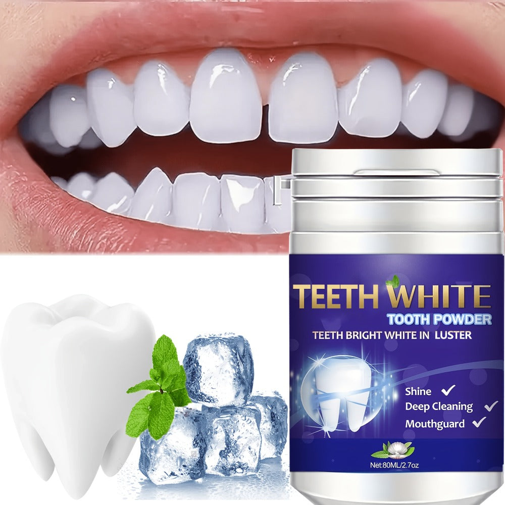 2.71oz Tooth Cleaning Powder Contains Baking Soda, Honeysuckle Extract, Mint Extract It Has a Refreshing Minty Flavor That Freshens Breath, Brushes Teeth to Reduce Bad Breath, Long-lasting Fragrance, Whitens Teeth Fresh Teeth Cleaning Tooth Powder