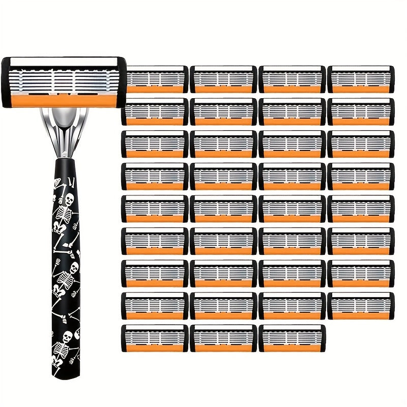 High-End Manual Razor for Men, Featuring 7-Layer Progressive Stainless Steel Blades, a Metal Non-Slip Handle, And a Classic Design That Works Well. an Excellent Gift for Men