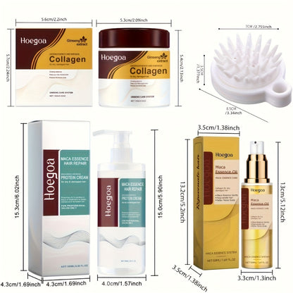 Keratin Argan Oil Hair Care Kit 4pcs — Moroccan Nut Oil Deep Moisturizing Set with Conditioner, Hair Mask, Essential Oil & Shampoo Brush, Repairs Split Ends for Softer Hair