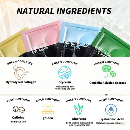 Under Eye Masks 40 Pairs Crystal Collagen Eye Patches with Caffeine Aloe Vera - Dark Circles Puffiness Moisturizing Eye Mask for Women All Skin Types Party Gift