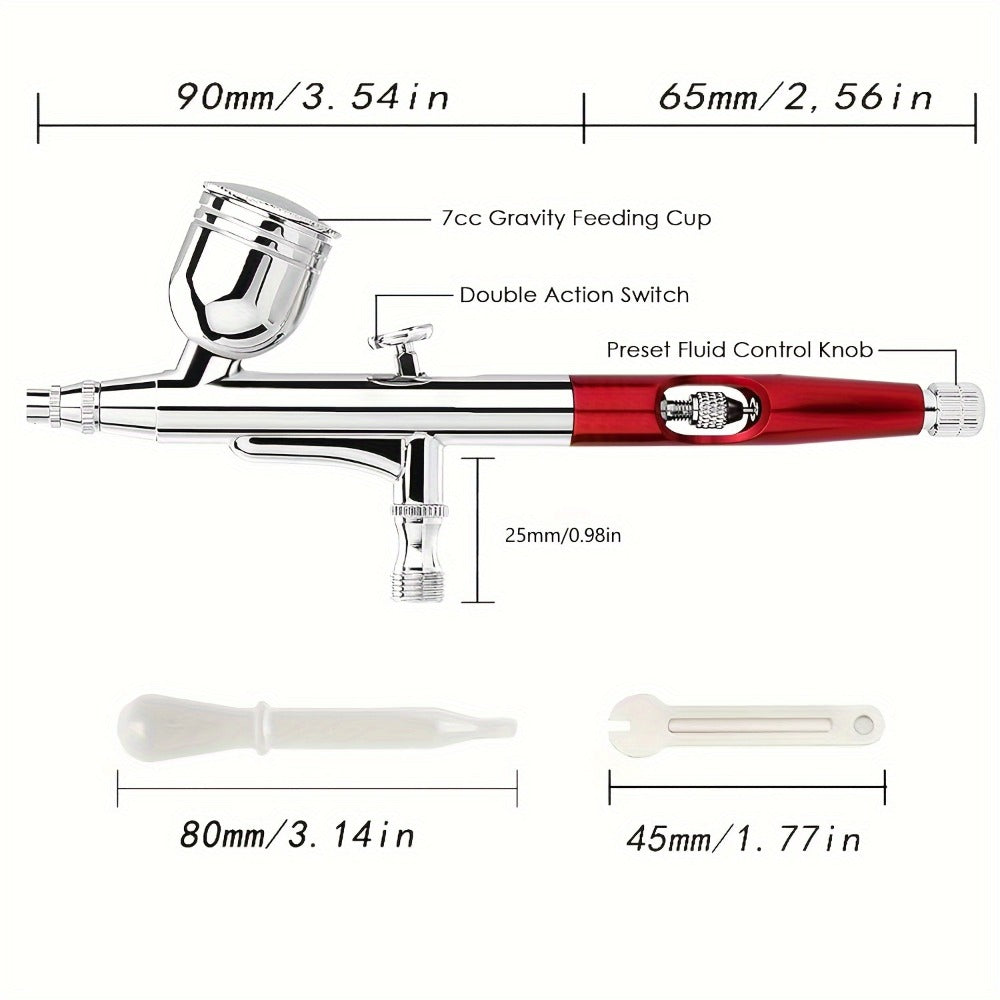 Airbrush Kit - Airbrush Gun Set Dual-Action Gravity Feed with 0.3 And 0.5Mm Needle Sets - Air Brush Set with 7CC 20Cc 40Cc Replacement Cups for Nails Model Painting Cake Tattoo Makeup