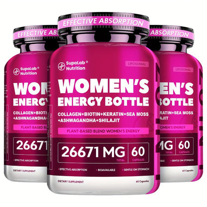 Women's Multivitamin Supplement 20-in-1 with Sea Moss, Shilajit & Ashwagandha - Daily Energy, Hormonal Balance & Immune Support Capsules for Women - 60 Capsules, 26,671mg Per Serving