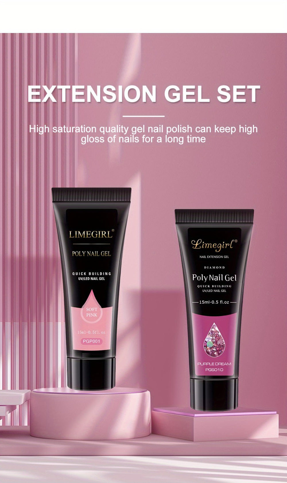 Limegirl Poly Gel Nail Kit: 36 Color Nail Polish Poly Gel Poly Gel with Nail Light Starter Set - Poly Gel Poly Gel Poly Gel Poly Gel Nail Extension Kit with Other Basic Poly Gel Nail Art Tools, Professional Poly Gel Nail Extension Kit for Beginners