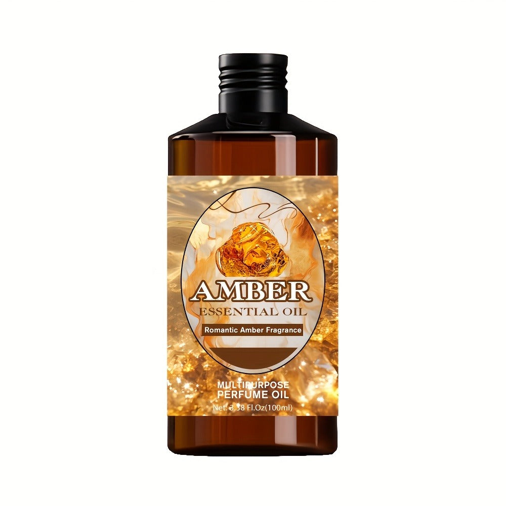 Romantic Amber Fragrance Essential Oil - 3.38oz/100ml, for Hair & Skin Care, Massage, Moisturizing Massage Essential Oil for Men & Women, Gift, Perfect Christmas Gift