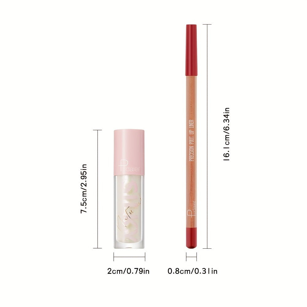 Matte Lip Liner and Glitter Lipstick Set Waterproof Long Lasting Gradient Lip Kit Smooth Blending Bold Color for All Skin Tones Daily Party Makeup