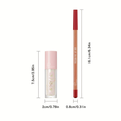 Matte Lip Liner and Glitter Lipstick Set Waterproof Long Lasting Gradient Lip Kit Smooth Blending Bold Color for All Skin Tones Daily Party Makeup