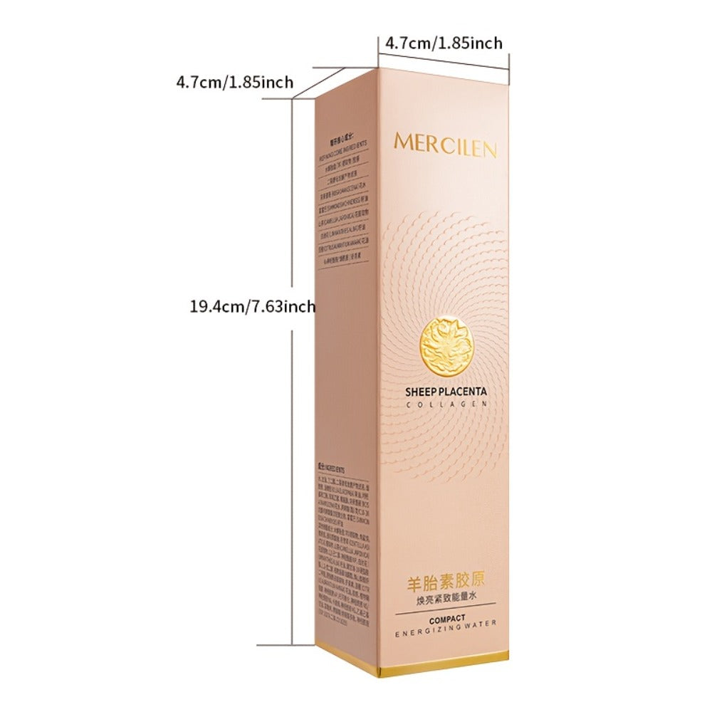 MERCILEN Sheep placenta Collagen Moisturizing Essence Water 3.38oz with collagen niacinamide hyaluronic acid - Brightens, Evens Light Beige Makes Light Beige Look Younger Suitable for All Light Beige Types Sleek Bottle Design skincare