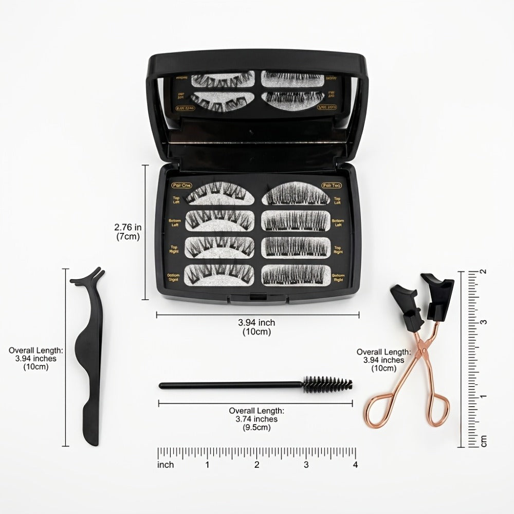 Local Warehouse 8pcs Quantum Magnetic Eyelash Set Makeup Lash Clusters Kit with 2 Styles of Applicators Tweezers And Brush 3D Magnetic False Lashes Beginner-Friendly Natural Set Idea for Daily Makeup Parties And Valentine'S Day Gifts Makeup for Wome