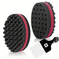 Set of 2: Sponge-Shaped Brush And Styling Comb for Short Black Hair.
