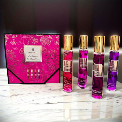 Travel Size Perfume Set for Women — Mystical 4-Piece Fresh Fruity Fragrance Kit 20ml Each, Layered Front Mid & Base Notes, Unisex Long-Lasting Scent, Perfect for Dating, Mother’s Day & Birthday Gifts