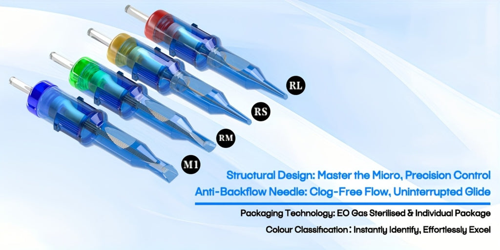 POSEIDON V3 Tattoo Cartridge Needles 50pcs Mixed Size Steriled Needles With Membrane Safety Cartridges-1203RL, 1205RL, 1207RL, 1209RL, 1207RM, 1209RM, 1205RS, 1207RS, 1209RS, 1207M1