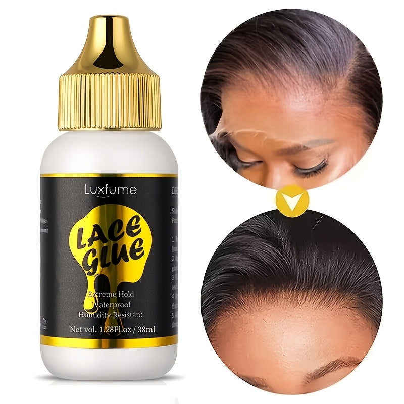 Waterproof Wig Glue - Latex-Free Strong Hold for Wigs & Lace Front | Traceless, Sweat & Rain Resistant | All Day Wear for School/Work (1.28oz)