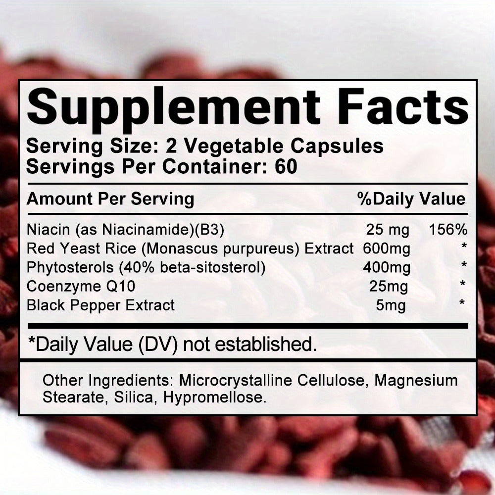Cholesterol Health Supplement - Contains Phytosterols, Coenzyme Q10, And Red Yeast Rice Extract to Support Heart Health - 120 Capsules