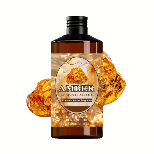 Amber Essential Oil 100ml Pure Romantic Fragrance Aromatherapy Oil for Diffuser Skin Hair Care Massage Moisturizing Therapeutic Grade Scented Oil Gift for Men Women Relaxation Wellness