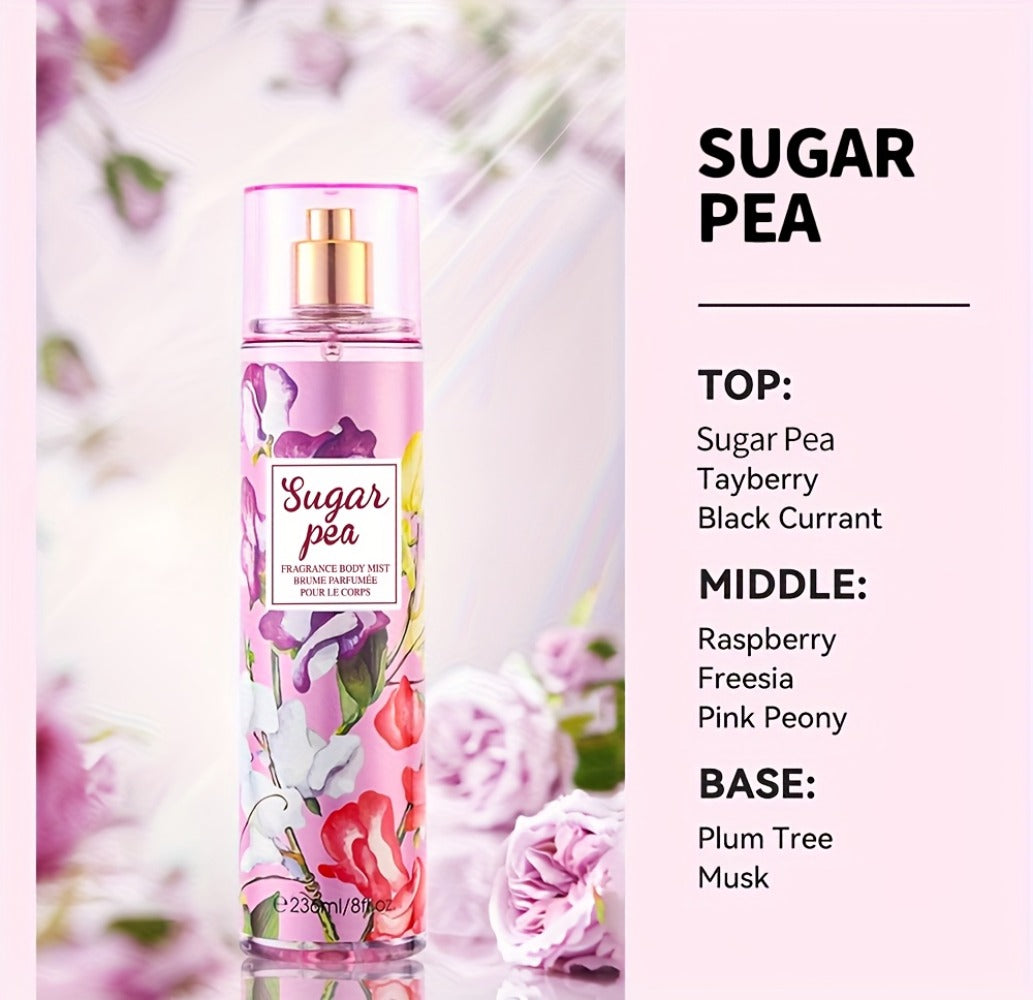 Body & Hair Fragrance Mist for Women 2PCS Set - Long Lasting Perfume Spray 8 fl oz, Fruity Floral Scents Peach Pear Cherry Blossom, Dual Use Body and Hair Spray Gift for Her