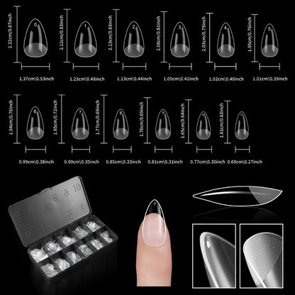 Soft Gel Nail Tips 600 Pieces - Clear Crystal Full Cover False Nails for Extensions | Almond Oval Square Coffin Stiletto Short Medium Long, Semi-Gloss Transparent Nail Tips for Nail Art Salon & DIY