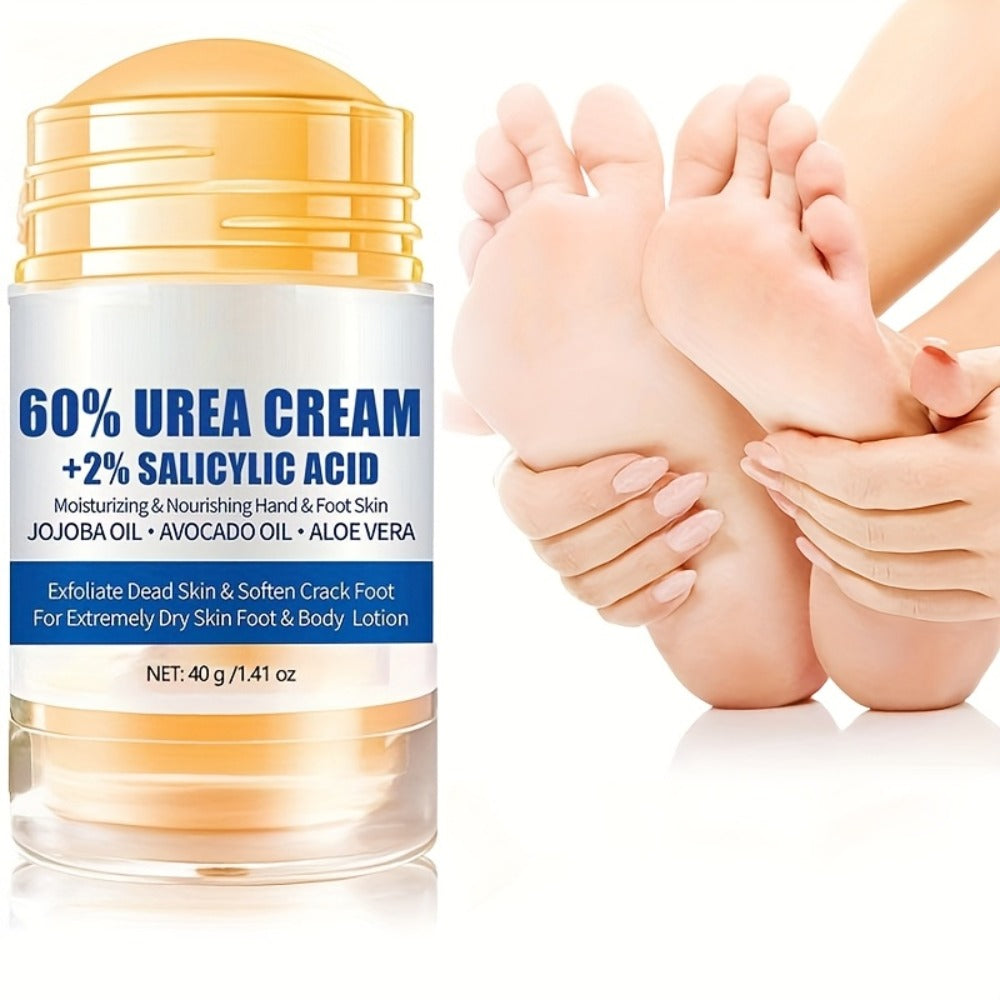 Salicylic Acid Foot Cream 40g, Foot Cream Foot Care Cream, Suitable for Cracked Feet, Knees, Elbows, Hands - Heel Cream Stick Aloe Vera, Beeswax, Urea Foot Cream Smooth Skin, Unisex (2 Bottles)