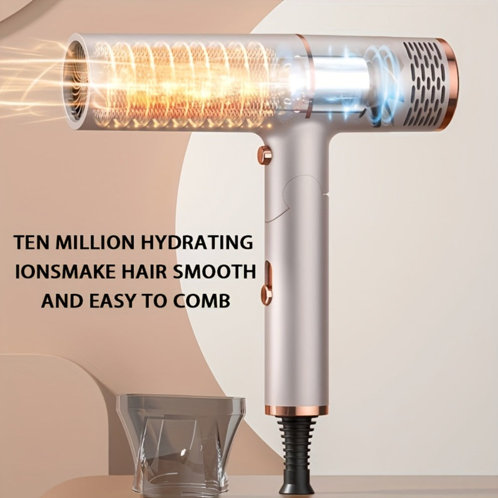 Professional Hair Dryer with Foldable Handle — Bristle Motor, Hot & Cold Air, Concentrator Nozzle & Stand Included, Quick Dry for All Hair Types