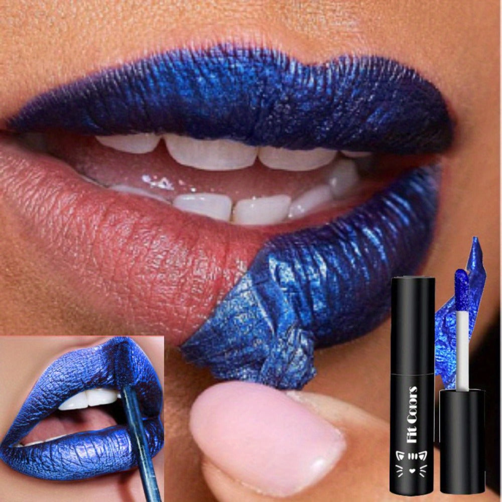 Matte Lip Gloss Set 3pcs Waterproof Long-Lasting Smudge-Proof Liquid Lipstick - Electric Blue Cobalt Shades Vegan Formula All Skin Tones Bold Lip Makeup Women