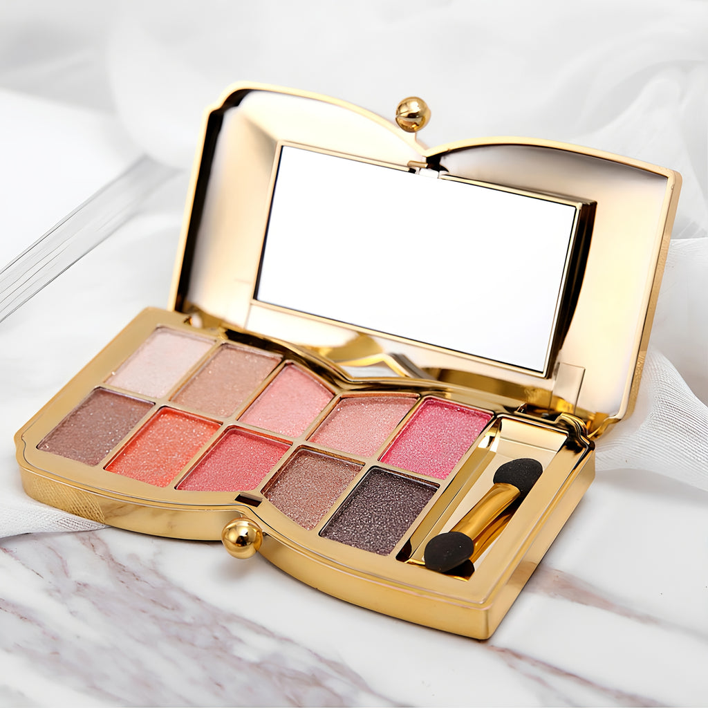 10-color Luxury Shimmer Eyeshadow Palette With Brush And Mirror, Matte And Pearlescent Eyeshadow Palette, Long-lasting And Easy-to-apply Eyeshadow, Create Gorgeous Looks For Music Festivals, Easter, And Queuing