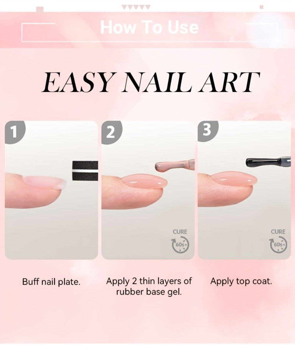 LILYCUTE 0.24oz 6pcs 2 In1 Rubber Base Gel Nude Pink Color Soak Off LED Semi Permant Self-leveling Gel Nail Art Varnish