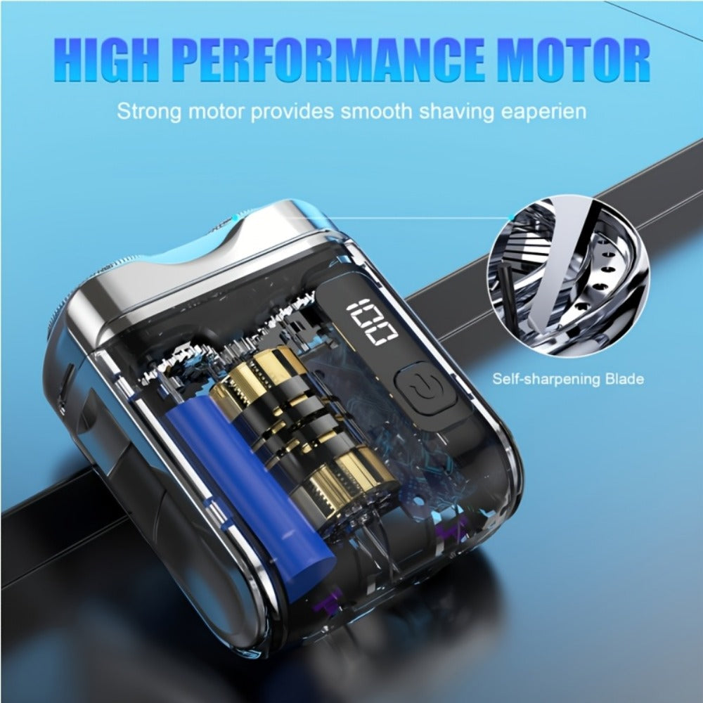 New Upgraded Mini Electric Portable Dual Blade Floating Men's Electric Shaver with Digital Display, Five Color Options, Clean Shaving, USB Charging, Halloween And Christmas Gift Giving Options