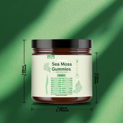 Sea Moss Gummies with Turmeric, Ashwagandha & Black Seed Oil – Immune Support, Energy & Gut Health Plant-Based Herbal Supplement for Women & Men, 30 or 60 Count