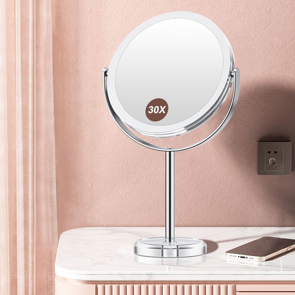 Elegant 30X Makeup Mirror with Detachable Design, Dual-Sided 1X/30X, Vanity Mirror with 360° Rotation, Chrome-Finished Stainless Steel Frame, Professional Makeup Accessories, Portable for Travel & Home Use, Ideal Gift for Wedding, Birthday, Mom Gifts