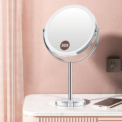 Magnifying Makeup Mirror 30X - Dual Sided 1X/30X Vanity Mirror with 360° Rotation, Detachable Design, Chrome Stainless Steel Frame, Tabletop Portable Mirror for Travel & Home, Gift