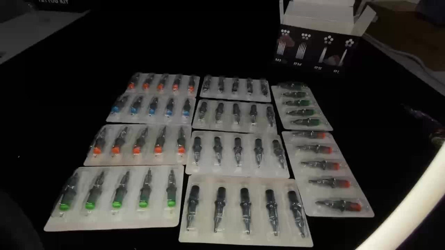 Round Magnum Tattoo Cartridge Needles 50pcs Mixed Size — 1205RM 1207RM 1209RM 1211RM 1215RM Individually Sealed Disposable Needles for Tattoo Artists & Beginners