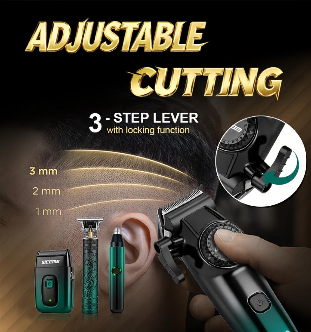 [Ideal Gift] 1/2/4Pcs Advanced Gradient Green Design Electric Grooming Kit: A Hair Clipper, Electric Shaver, Beard Trimmer, And Ear And Nose Hair Trimmer, Ideal Gift For Your Husband, Boyfriend, Father Day Gift. Just This One Set Is Enough To Get Handsome