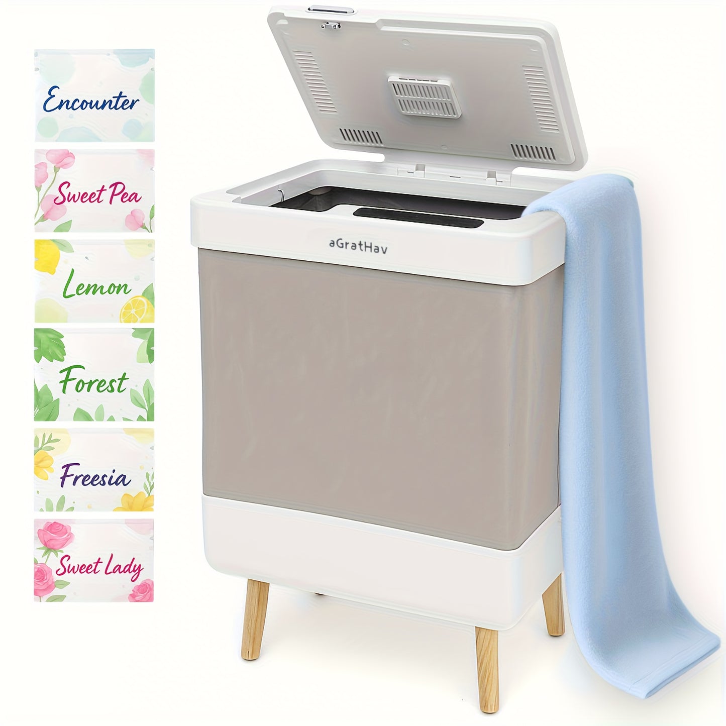 Towel Warmer 35L Large Capacity Foldable Blanket Warmer with Timer & Drying Mode - Fast Heating Towel Bucket for Bathroom, Spa & Salon, Includes 6 Tablets, White