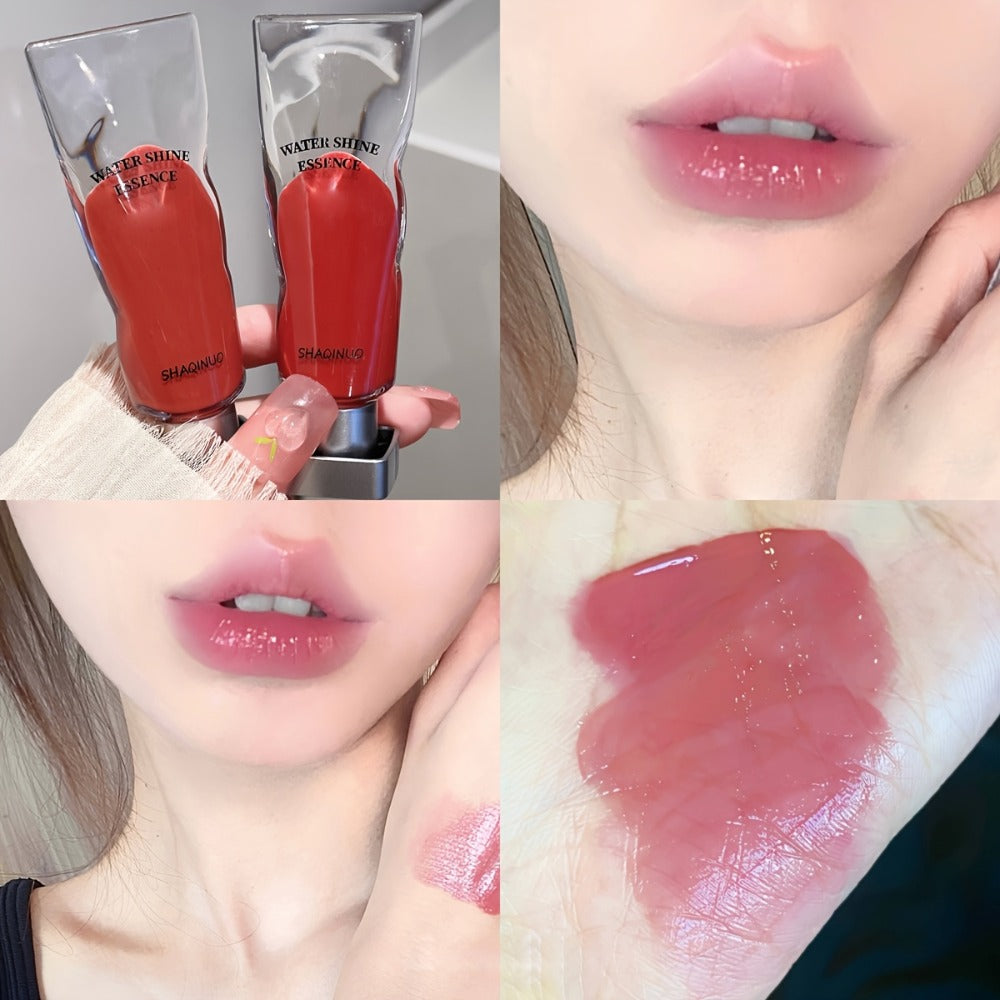 Lip Gloss 5-Pack - Water Glow Essence Jelly Glass Lips, Mirror Shine, Non-Sticky Moisturizing Lip Glaze, Lightweight Luminous Lip Color, Holiday Gift Set