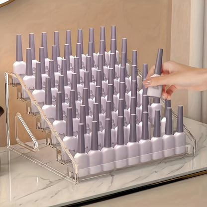 Acrylic Nail Polish Display Stand 4 Tier Transparent Organizer Rack Gel Polish Holder Makeup Shelf for Nail Studio Salon Home Countertop Storage No Assembly Tools Needed Formaldehyde-Free