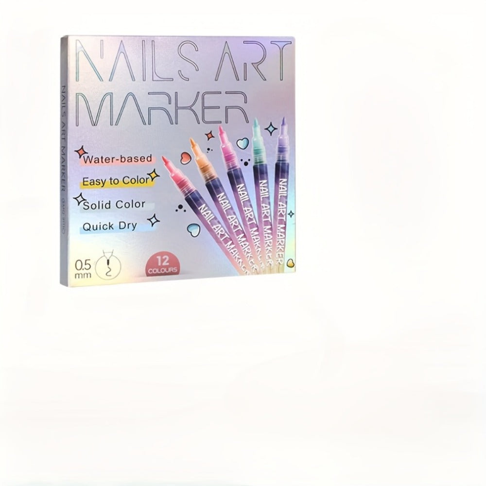 1Set Nail Doodle Pen, 12-Color Acrylic Paint Pen, Nail Paint Quick Drying Dot Stitching Pen, Precision 3D Doodle Nail Art Pen, Nail Art Pen Set, Quick Drying, Suitable for Home And Salon, Professional Details And Long-Lasting Design My Orders