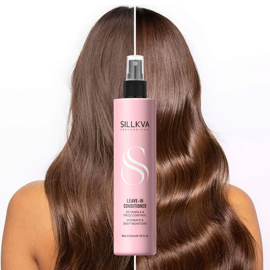 SILLKVA Leave-In Conditioner Spray And Detangling Hair Brush Set, Anti-Frizz Smoothing Leave in Conditioner, Detangle And Tame Frizzy Hair, No More Tangles