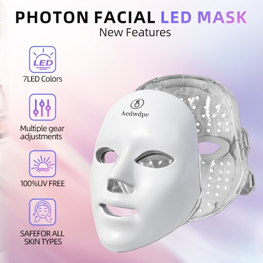 Ideal Holiday Gift, 7-Color LED Light Skincare Device, Multifunctional Home Beauty Tool, Facial Available, Ideal For Personal Care And As A Gift For Mother'S Day Or Girlfriend