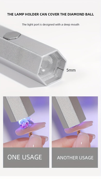 Mini Handheld Nail Dryer LED Lamp USB Powered Fast Dry Gel Polish Curer Portable Small Nail Lamp Manicure Tool for Home Salon Black Blue Gray Light Blue