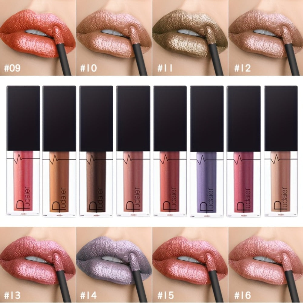 Metallic Lip Gloss High Gloss Long-Lasting Non-Stick Lip Plumper Glossy Lipstick for Women Portable Party Date Daily Makeup Gift 11 Shades