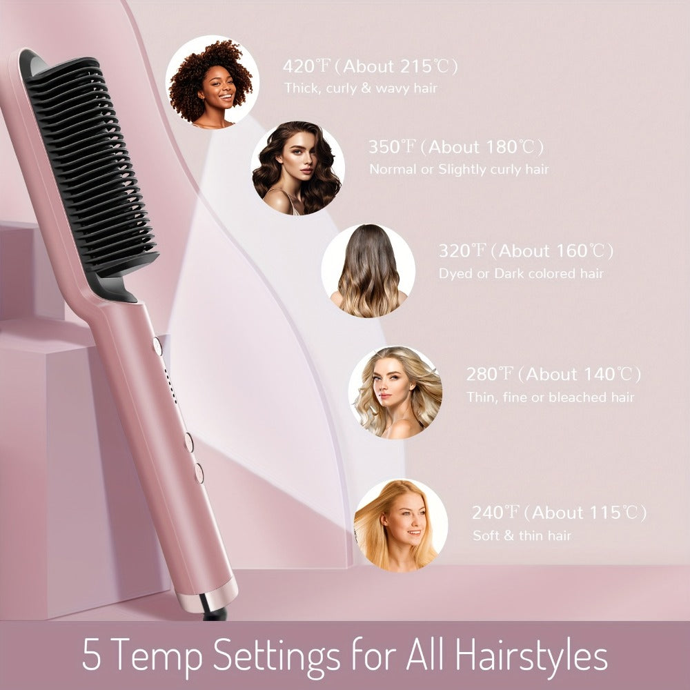 Straightening Comb And Curling Iron Set, Hair Curler, Hair Straightening Brush Flat Iron for Women, Anti-Scald, Quick, Precise Temperature Control, Auto Shuts Off, Suitable for Home, Office And Travel, Gifts for Birthday, Wow Hair Products
