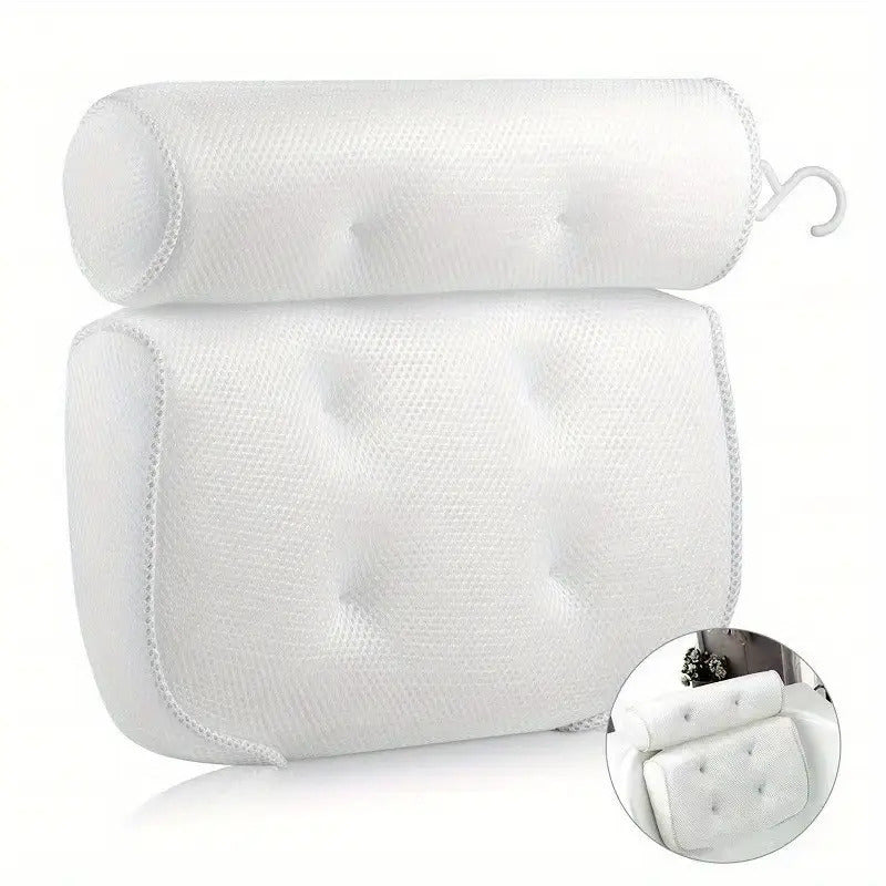 Bathtub Anti-Slip Pillow, Spa Bath Pillow with Anti-Slip Suction Cups, Neck And Back Support, Bathroom Additions, Bathtub/Bathroom Supplies