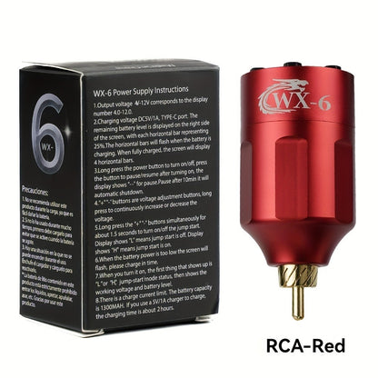 Tattoo Battery Wireless Power Supply Portable Rechargeable - LED Digital Display RCA DC Connector Coreless Motor for Rotary Tattoo Pen Machine Red Silver Black