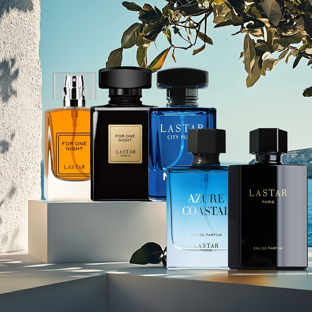 LASTAR Men' 5-Scents Pheromone Perfume Cologne - Long-Lasting Arabian Fragrance with Oriental Woody Aquatic Floral Scent Suitable for Daily Use & Special Occasions, Ideal Gift for Dates, Anniversaries, Birthdays (1.86oz/1.69oz EDP)